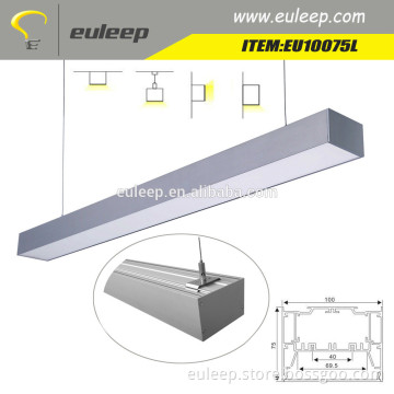 EU10075 led pendant light, office lighting, white black profile linkable led linear light 1200 2400mm 36w 48w 50w 60w